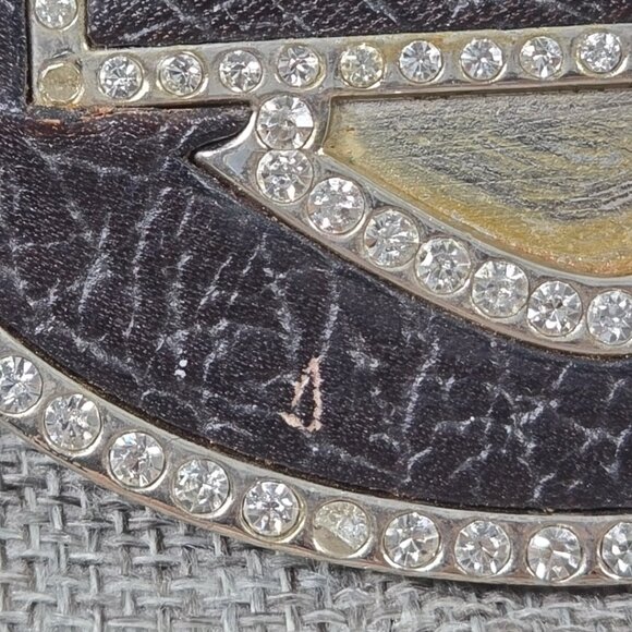 2010 HARLEY-DAVIDSON Oval Belt Buckle – Rhinestone Design, Black Leather ❗AS-IS❗ - Picture 5 of 16